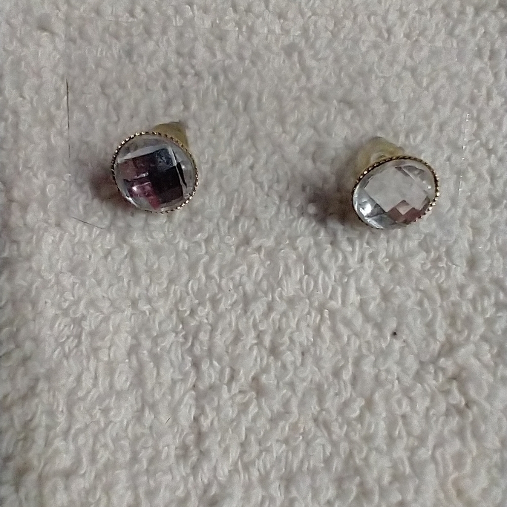 Clear button post earrings